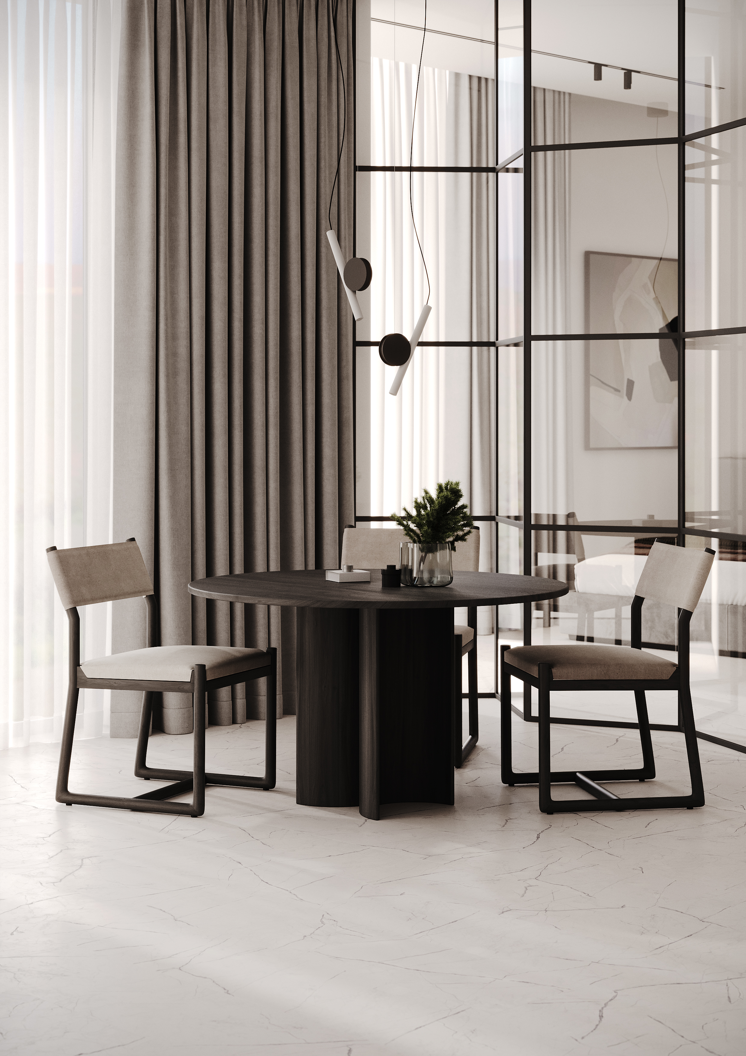 Кварцвиниловый SPC ламинат Home Expert Rock Ivory 9101 610×305×4 фото в интерьере